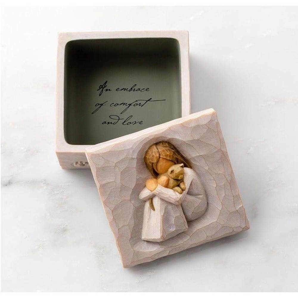WILLOW TREE 2003 DEMDACO LORDI COMFORT BOX -TRINKET BOX 3D GIRL WITH KITTY E10